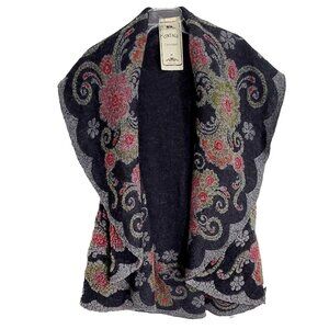Vintage Concept Womens Multicolor Floral Tapestry Tunic‎ Vest Wool Blend Size M